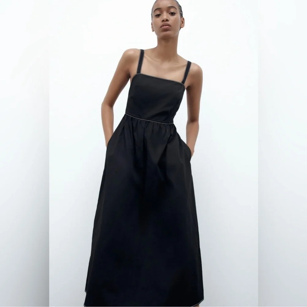 NWT Zara black point dress - Picture 2 of 10